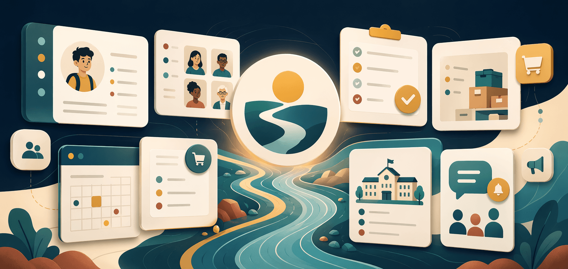 Illustration of River SIS school operations workflows